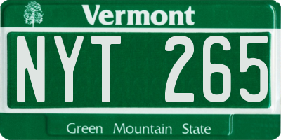 VT license plate NYT265