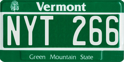 VT license plate NYT266