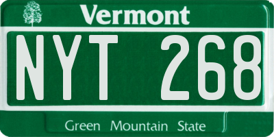 VT license plate NYT268