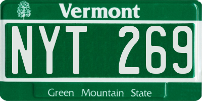 VT license plate NYT269