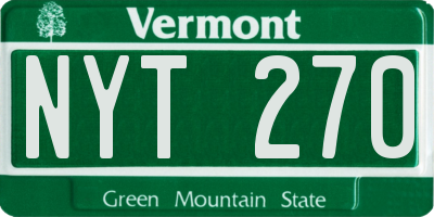 VT license plate NYT270