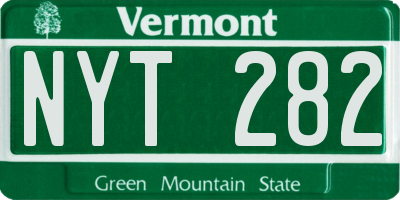 VT license plate NYT282