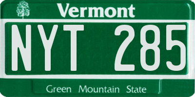 VT license plate NYT285