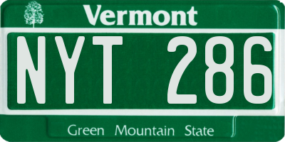 VT license plate NYT286