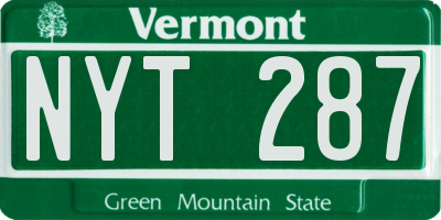 VT license plate NYT287