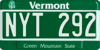 VT license plate NYT292