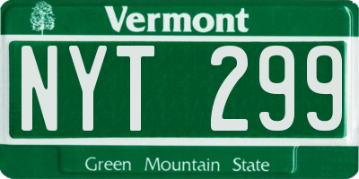 VT license plate NYT299