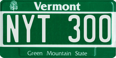 VT license plate NYT300