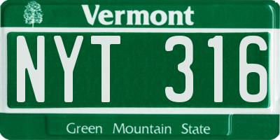 VT license plate NYT316