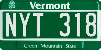 VT license plate NYT318