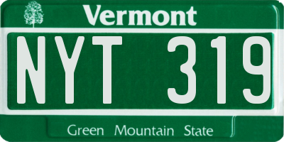 VT license plate NYT319