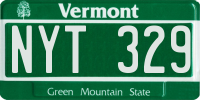 VT license plate NYT329