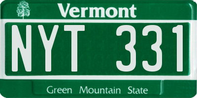 VT license plate NYT331