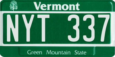 VT license plate NYT337