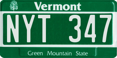 VT license plate NYT347