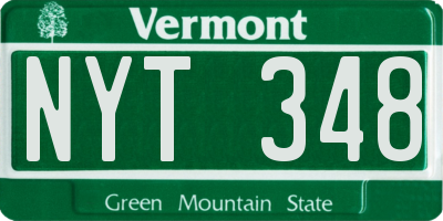 VT license plate NYT348