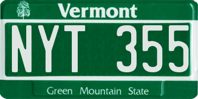 VT license plate NYT355