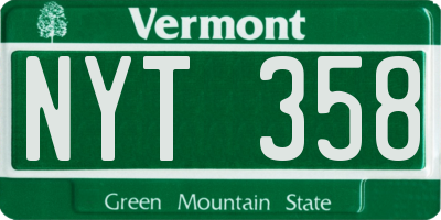 VT license plate NYT358