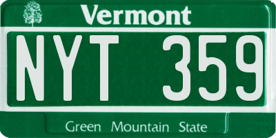 VT license plate NYT359