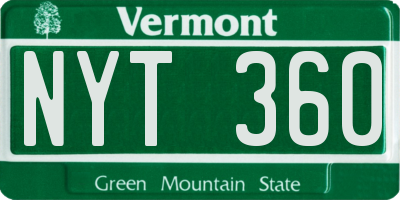 VT license plate NYT360
