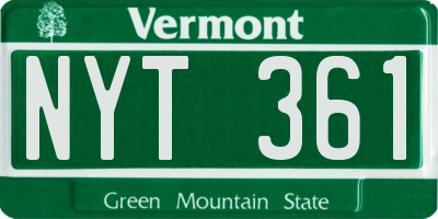 VT license plate NYT361