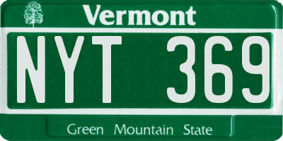 VT license plate NYT369