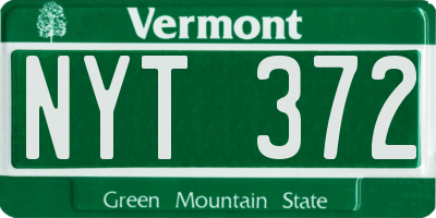 VT license plate NYT372