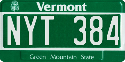 VT license plate NYT384