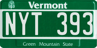 VT license plate NYT393