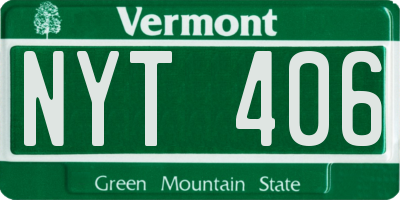 VT license plate NYT406