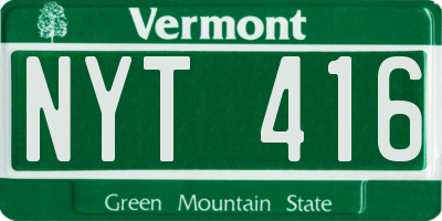 VT license plate NYT416
