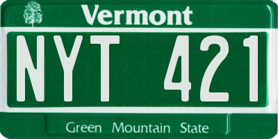 VT license plate NYT421