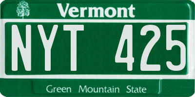 VT license plate NYT425