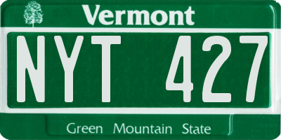 VT license plate NYT427