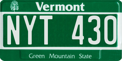VT license plate NYT430