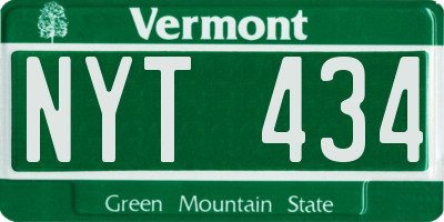 VT license plate NYT434