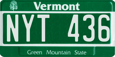 VT license plate NYT436