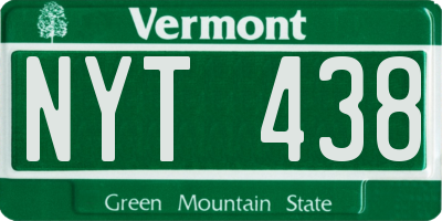 VT license plate NYT438