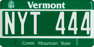 VT license plate NYT444