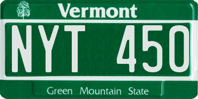 VT license plate NYT450