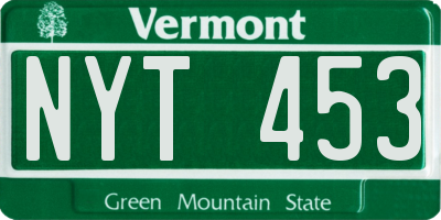 VT license plate NYT453