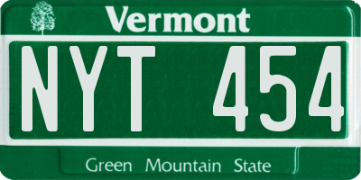 VT license plate NYT454