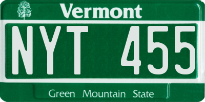 VT license plate NYT455