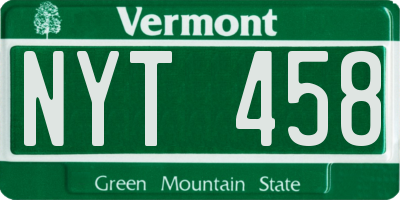 VT license plate NYT458