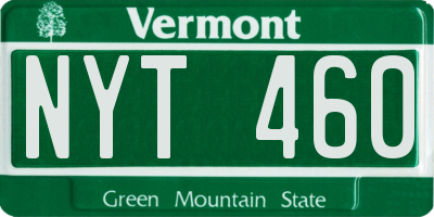 VT license plate NYT460