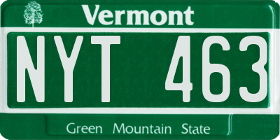 VT license plate NYT463
