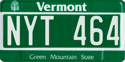 VT license plate NYT464