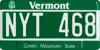 VT license plate NYT468