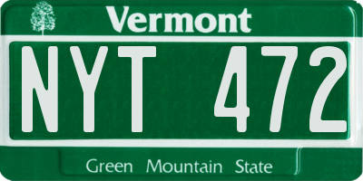 VT license plate NYT472