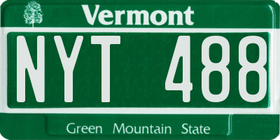 VT license plate NYT488